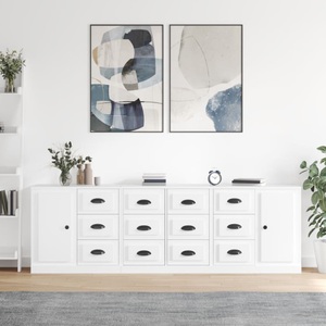 vidaXL, vidaXL Sideboards 3 Stk. Weiß Holzwerkstoff