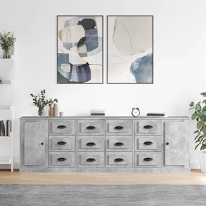 vidaXL, vidaXL Sideboards 3 Stk. Betongrau Holzwerkstoff