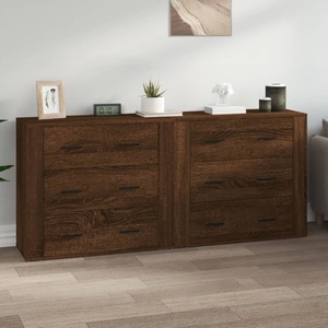 vidaXL, vidaXL Sideboards 2 Stk. Braun Eichen-Optik Holzwerkstoff