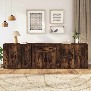 vidaXL, vidaXL Sideboards 3 Stk. Räuchereiche Holzwerkstoff