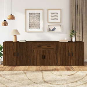 vidaXL, vidaXL Sideboards 3 Stk. Braun Eichen-Optik Holzwerkstoff