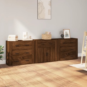 vidaXL, vidaXL Sideboards 3 Stk. Braun Eichen-Optik Holzwerkstoff