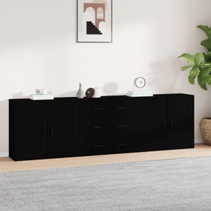 vidaXL, vidaXL Sideboards 3 Stk. Schwarz Holzwerkstoff