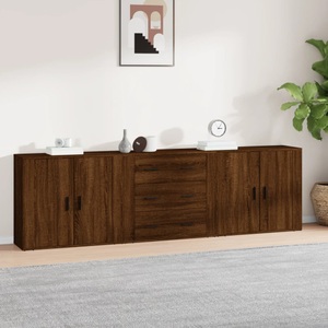vidaXL, vidaXL Sideboards 3 Stk. Braun Eichen-Optik Holzwerkstoff