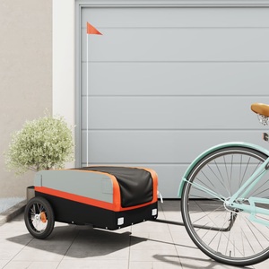vidaXL, vidaXL Lastenanhänger für Fahrrad Schwarz und Orange 30 kg Eisen, vidaXL Fahrradanhänger Schwarz und Orange 30 kg Eisen