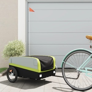 vidaXL, vidaXL Fahrradanhänger Schwarz und Grün 45 kg Eisen, vidaXL Fahrradanhänger Schwarz und Grün 45 kg Eisen