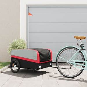 vidaXL, vidaXL Fahrradanhänger Schwarz und Rot 45 kg Eisen, vidaXL Fahrradanhänger Schwarz und Rot 45 kg Eisen