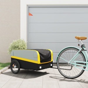 vidaXL, vidaXL Fahrradanhänger Schwarz und Gelb 45 kg Eisen, vidaXL Fahrradanhänger Schwarz und Gelb 45 kg Eisen