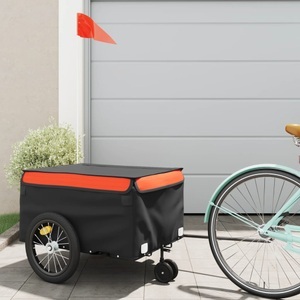 vidaXL, vidaXL Fahrradanhänger Schwarz und Orange 45 kg Eisen, vidaXL Fahrradanhänger Schwarz und Orange 45 kg Eisen