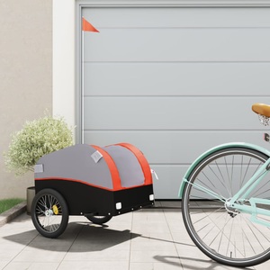 vidaXL, vidaXL Fahrradanhänger Schwarz und Orange 30 kg Eisen, vidaXL Fahrradanhänger Schwarz und Orange 30 kg Eisen