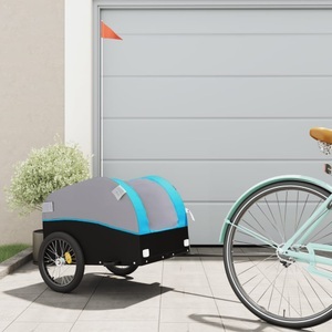 vidaXL, vidaXL Fahrradanhänger Schwarz und Blau 30 kg Eisen, vidaXL Fahrradanhänger Schwarz und Blau 30 kg Eisen