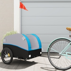vidaXL, vidaXL Lastenanhänger für Fahrrad Schwarz und Blau 45 kg Eisen, vidaXL Fahrradanhänger Schwarz und Blau 45 kg Eisen