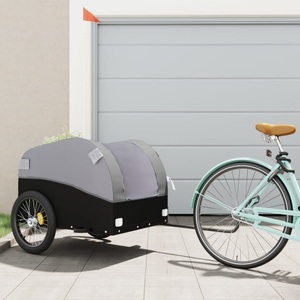 vidaXL, vidaXL Lastenanhänger für Fahrrad Schwarz und Grau 45 kg Eisen, vidaXL Fahrradanhänger Schwarz und Grau 45 kg Eisen