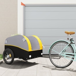 vidaXL, vidaXL Lastenanhänger für Fahrrad Schwarz und Gelb 45 kg Eisen, vidaXL Fahrradanhänger Schwarz und Gelb 45 kg Eisen