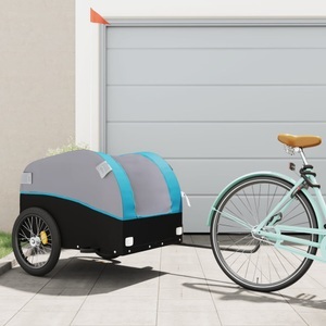 vidaXL, vidaXL Lastenanhänger für Fahrrad Schwarz und Blau 45 kg Eisen, vidaXL Fahrradanhänger Schwarz und Blau 45 kg Eisen