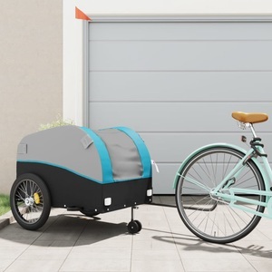 vidaXL, vidaXL Fahrradanhänger Schwarz und Blau 45 kg Eisen, vidaXL Fahrradanhänger Schwarz und Blau 45 kg Eisen