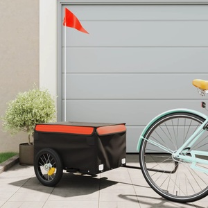 vidaXL, vidaXL Lastenanhänger für Fahrrad Schwarz und Orange 30 kg Eisen, vidaXL Fahrradanhänger Schwarz und Orange 30 kg Eisen