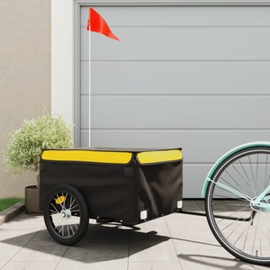 vidaXL, vidaXL Lastenanhänger für Fahrrad Schwarz und Gelb 45 kg Eisen, vidaXL Fahrradanhänger Schwarz und Gelb 45 kg Eisen