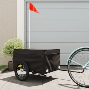 vidaXL, vidaXL Lastenanhänger für Fahrrad Schwarz 45 kg Eisen, vidaXL Fahrradanhänger Schwarz 45 kg Eisen