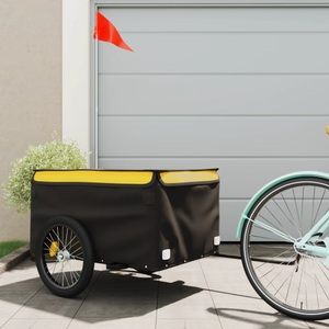 vidaXL, vidaXL Lastenanhänger für Fahrrad Schwarz und Gelb 45 kg Eisen, vidaXL Fahrradanhänger Schwarz und Gelb 45 kg Eisen