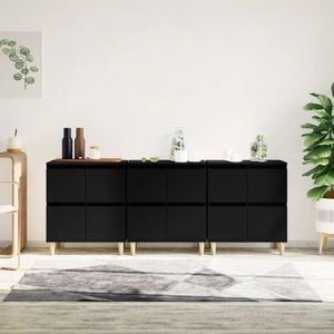 vidaXL, vidaXL Sideboards 3 Stk. Schwarz 60x35x70 cm Holzwerkstoff