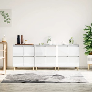 vidaXL, vidaXL Sideboards 3 Stk. Hochglanz-Weiß 60x35x70 cm Holzwerkstoff