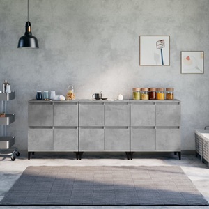 vidaXL, vidaXL Sideboards 3 Stk. Betongrau 60x35x70 cm Holzwerkstoff