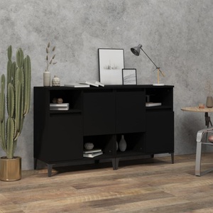 vidaXL, vidaXL Sideboards 2 Stk. Schwarz 60x35x70 cm Holzwerkstoff