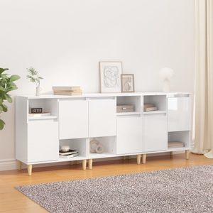 vidaXL, vidaXL Sideboards 3 Stk. Hochglanz-Weiß 60x35x70 cm Holzwerkstoff