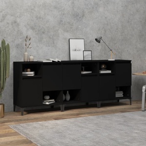 vidaXL, vidaXL Sideboards 3 Stk. Schwarz 60x35x70 cm Holzwerkstoff