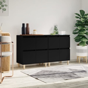 vidaXL, vidaXL Sideboards 2 Stk. Schwarz 60x35x70 cm Holzwerkstoff