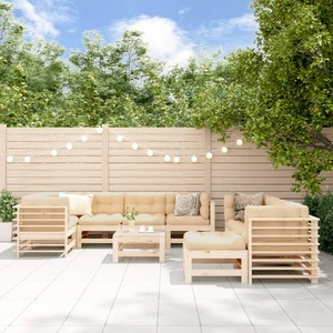 vidaXL, vidaXL 10-tlg. Garten-Lounge-Set mit Kissen Massivholz, vidaXL 10-tlg. Garten-Lounge-Set mit Kissen Massivholz