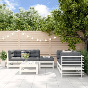 vidaXL, vidaXL 6-tlg. Garten-Lounge-Set Weiß Massivholz Kiefer, vidaXL 6-tlg. Garten-Lounge-Set Weiß Massivholz Kiefer
