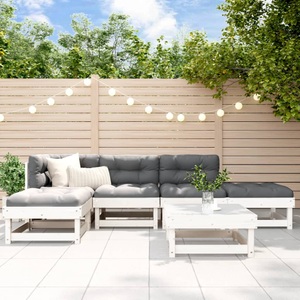 vidaXL, vidaXL 6-tlg. Garten-Lounge-Set Weiß Massivholz Kiefer, 