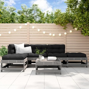 vidaXL, vidaXL 6-tlg. Garten-Lounge-Set Grau Massivholz Kiefer, 