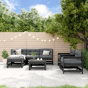 vidaXL, vidaXL 7-tlg. Garten-Lounge-Set Schwarz Massivholz Kiefer, 