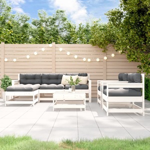 vidaXL, vidaXL 7-tlg. Garten-Lounge-Set Weiß Massivholz Kiefer, vidaXL 7-tlg. Garten-Lounge-Set Weiß Massivholz Kiefer