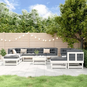 vidaXL, vidaXL 11-tlg. Garten-Lounge-Set Weiß Massivholz Kiefer, VidaXL - Garten lounge set kiefernholz, One Size, Weiss