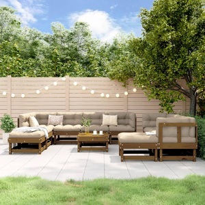 vidaXL, vidaXL 11-tlg. Garten-Lounge-Set Honigbraun Massivholz Kiefer, 