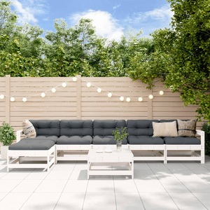vidaXL, vidaXL 7-tlg. Garten-Lounge-Set Weiß Massivholz Kiefer, vidaXL 7-tlg. Garten-Lounge-Set Weiß Massivholz Kiefer
