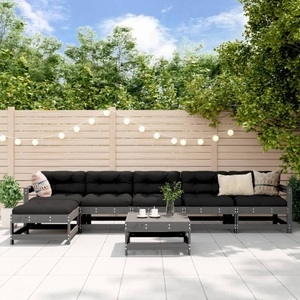vidaXL, vidaXL 7-tlg. Garten-Lounge-Set Grau Massivholz Kiefer, vidaXL 7-tlg. Garten-Lounge-Set Grau Massivholz Kiefer