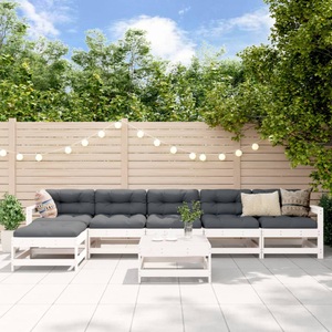 vidaXL, vidaXL 7-tlg. Garten-Lounge-Set Weiß Massivholz Kiefer, vidaXL 7-tlg. Garten-Lounge-Set Weiß Massivholz Kiefer