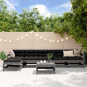 vidaXL, vidaXL 7-tlg. Garten-Lounge-Set Grau Massivholz Kiefer, vidaXL 7-tlg. Garten-Lounge-Set Grau Massivholz Kiefer