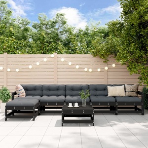 vidaXL, vidaXL 7-tlg. Garten-Lounge-Set Schwarz Massivholz Kiefer, 
