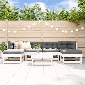 vidaXL, vidaXL 7-tlg. Garten-Lounge-Set Weiß Massivholz Kiefer, VidaXL - Garten lounge set kiefernholz, One Size, Weiss