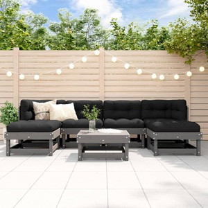 vidaXL, vidaXL 7-tlg. Garten-Lounge-Set Grau Massivholz Kiefer, 