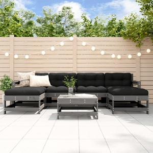 vidaXL, vidaXL 7-tlg. Garten-Lounge-Set Grau Massivholz Kiefer, 