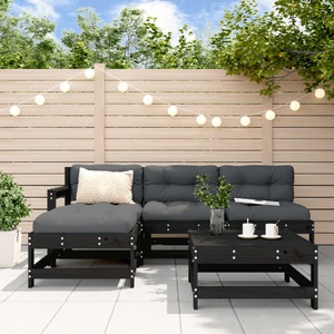 vidaXL, vidaXL 5-tlg. Garten-Lounge-Set Schwarz Massivholz Kiefer, 
