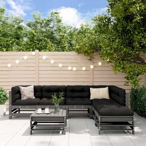 vidaXL, vidaXL 7-tlg. Garten-Lounge-Set Grau Massivholz Kiefer, vidaXL 7-tlg. Garten-Lounge-Set Grau Massivholz Kiefer