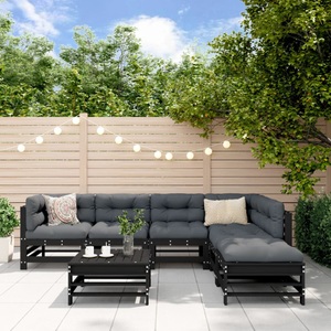 vidaXL, vidaXL 7-tlg. Garten-Lounge-Set Schwarz Massivholz Kiefer, vidaXL 7-tlg. Garten-Lounge-Set Schwarz Massivholz Kiefer